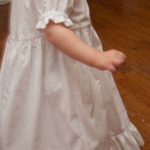 Girls Long Modest Easter Special Occasion Handmade White Cotton Short Sleeve Ruffled Peasant Dress Size 2-8 image 9