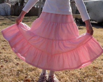 Girls Modest Tiered Solid Color Peasant Prairie Skirt - Choose Your Color Sizes 3-16