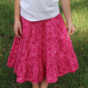 Girls Modest Tiered Peasant Prairie Skirt Choose Your Fabric Color and Print Sizes 3-18 image 5