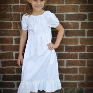 Girls Long Modest Easter Special Occasion Handmade White Cotton Short Sleeve Ruffled Peasant Dress Size 2-8 image 3