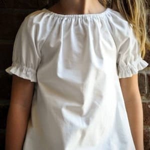 Baby, Toddler and Girls Classic Handmade White Cotton Peasant Blouses Multiple Sleeve Lengths and Sizes SS - ruffle sleeve