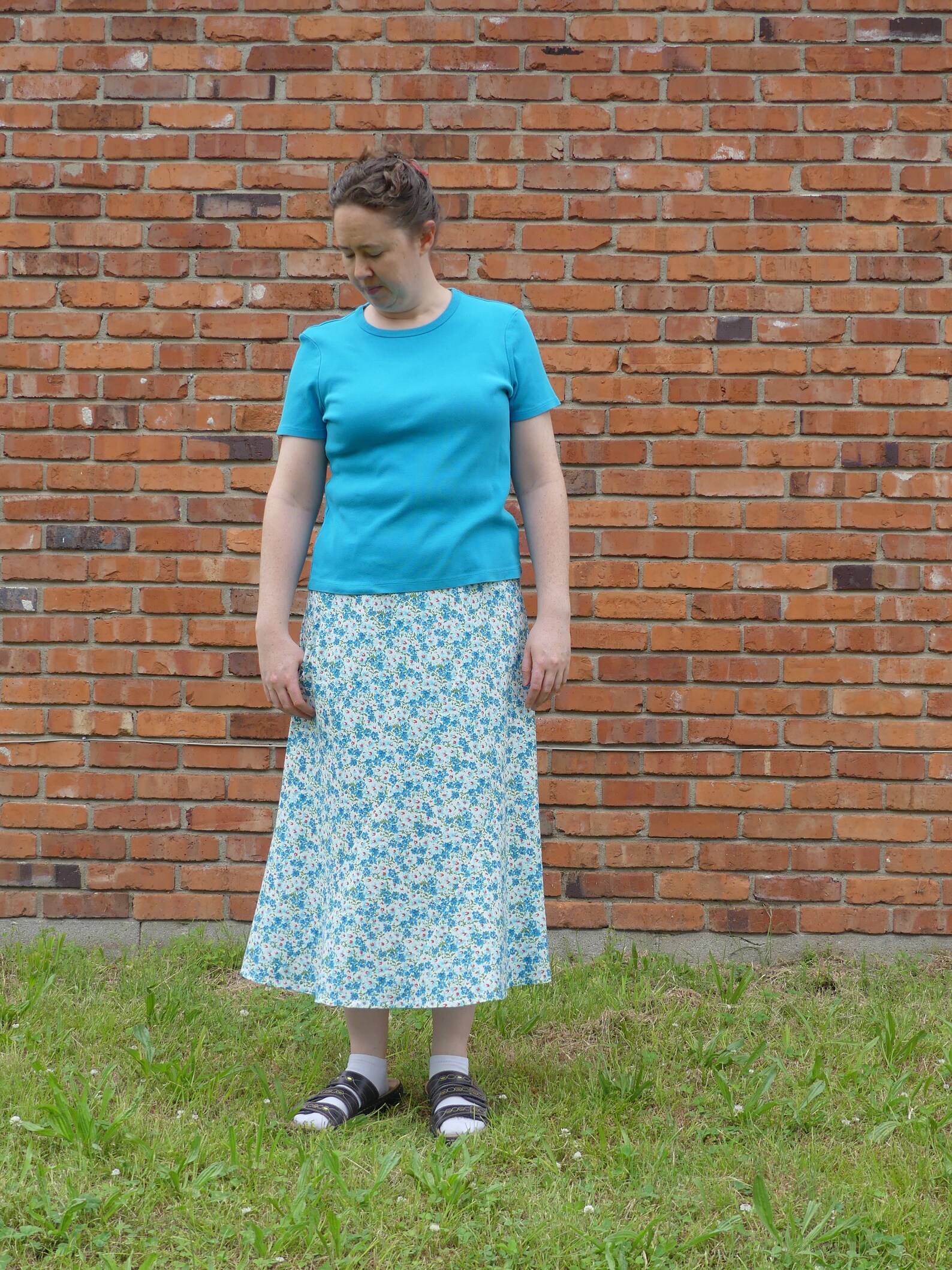 Women's Long Modest Turquoise Floral Spiral Maxi Skirt With Pocket Size ...