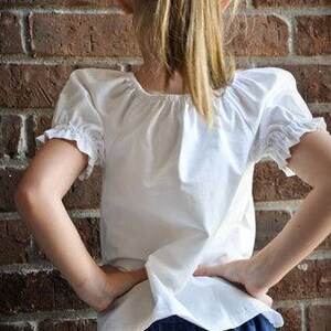 Baby, Toddler and Girls Classic Handmade White Cotton Peasant Blouses Multiple Sleeve Lengths and Sizes image 6