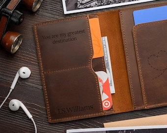 Personalized Passport Cover Leather 3rd Anniversary Gift for Men