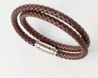 Leather bracelet anniversary gift for him 3 year, Personalized mens bracelet with hidden message, Leather anniversary gifts for husband