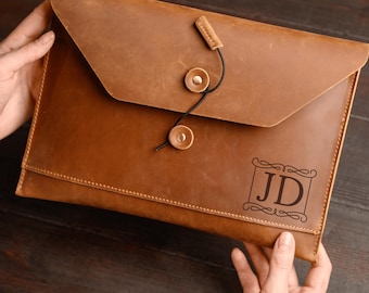 Padfolio personalized leather ipad sleeve,birthday gift ipad accessories, leather case 11" for tablet and documents organization