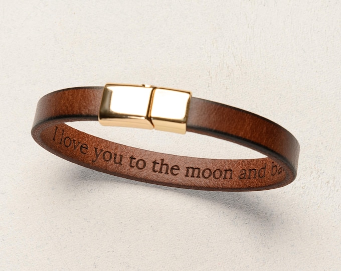 Personalized leather bracelet with secret message 1 year anniversary sentimental gifts for boyfriend, Engraved bracelet Gift for husband