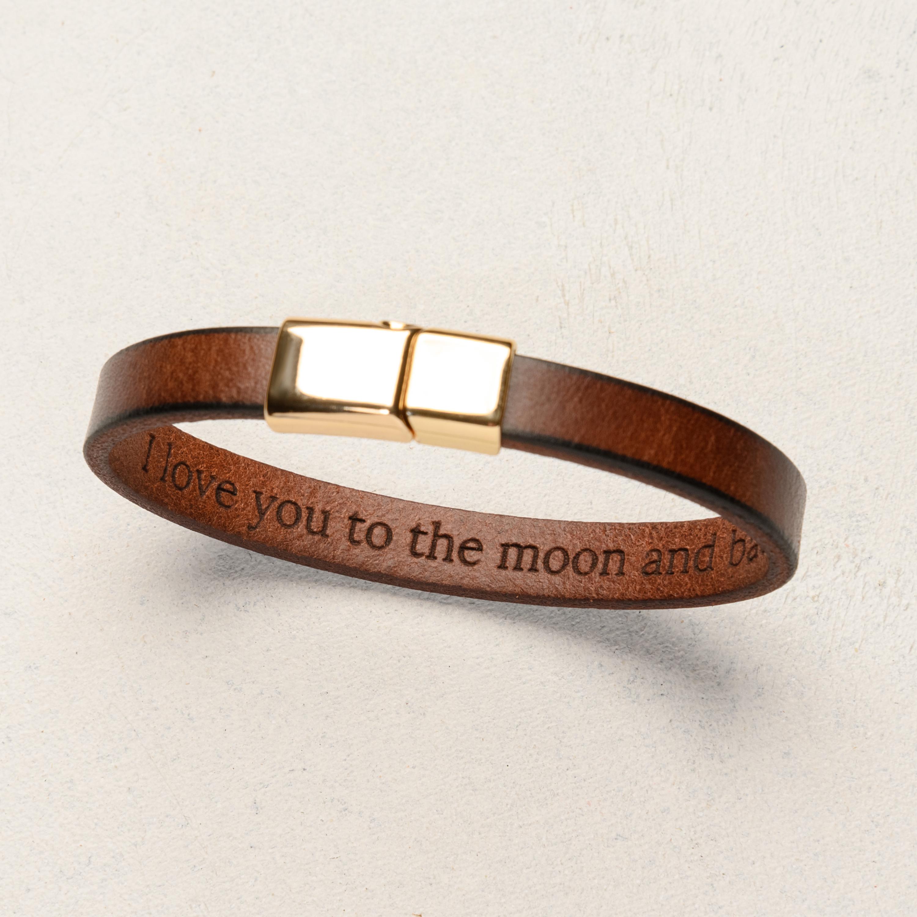 Personalized leather bracelet with secret message 1 year anniversary…