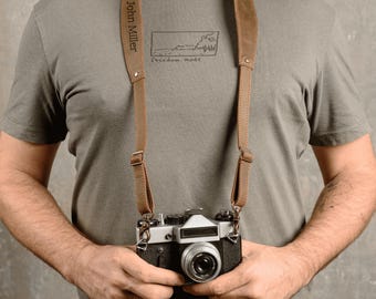 Personalized Genuine Leather Camera Strap, Custom Strap for Pro and Hobby Photographers - Gift for Him, Gift for Her, Photographer Gift