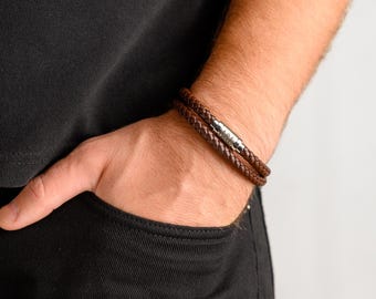 Mens engraved bracelet college graduation gift for son or grandson, mens jewelry gift high school graduation gift for best friend
