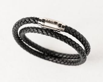 Mens leather bracelet 3rd wedding anniversary gift for husband, Customizable leather bracelet Personalized gift for men jewelry Christmas
