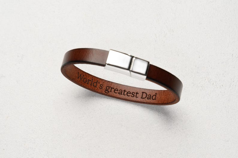 Personalized leather bracelet with secret message 1 year anniversary sentimental gifts for boyfriend, Engraved bracelet Gift for husband image 11