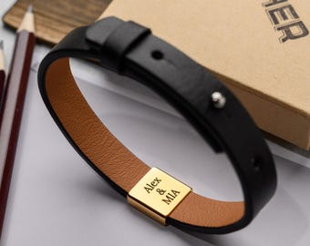 Leather bracelet men with hidden message  3rd wedding anniversary gift for husband, Adjustable bracelet boyfriend gifts Couples bracelet