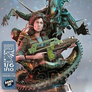 Alien Ripley – 3D-hartsfigur Fan Art Cinema – 18 cm/30 cm staty att montera – Ellen Ripley 3D-utskriven figur omålad