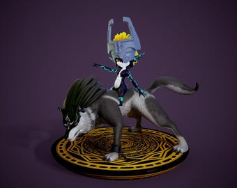 Zelda Midna & Link – Figura de resina 3D Fan Art Video Game – Estátua de 20 cm para montar – Figura impressa em 3D Legend of Zelda sem pintura
