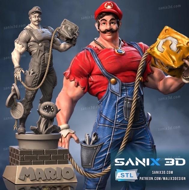 マリオ x パニッシャー 3Dカスタムフィギュア マリオファンアートマッスル - 3D樹脂フィギュア - 組み立て式