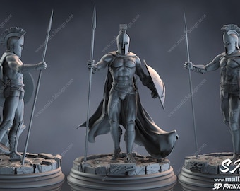 Leonidas Figurine – 300 – 3D Resin Statue Fan Art – Heroic Fantasy – Unpainted to Assemble (27 cm)
