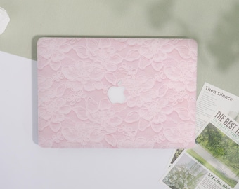 Romantic Pink Flower Lace Macbook Air Case |Hard Laptop Case for Macbook Air 11/13/15 Pro 13/14/15/16 Cover |Laptop Sleeve,Gift for Friends