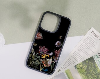 Night Florals Art iPhone Case,Custom Text iPhone Case,Multi-Device iPhone Protective Case iPhone 17/16/15/14/13/12 Basic/Pro/Mini/Pro Max