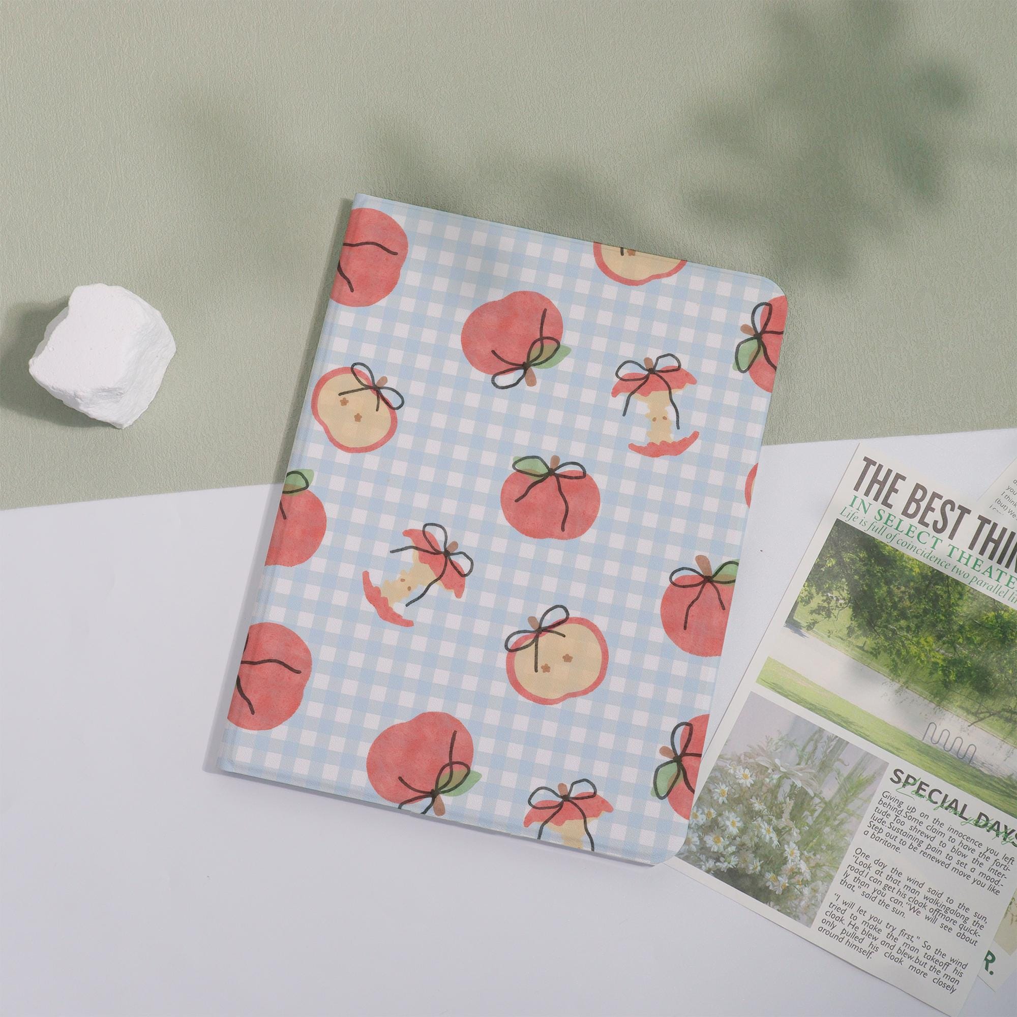 Adorable coque iPad Apple Vichy pour iPad Air 7/6/5, iPad Pro, iPad Mini, coque pour iPad avec réveil/veille automatique, coque personnalisée pour iPa