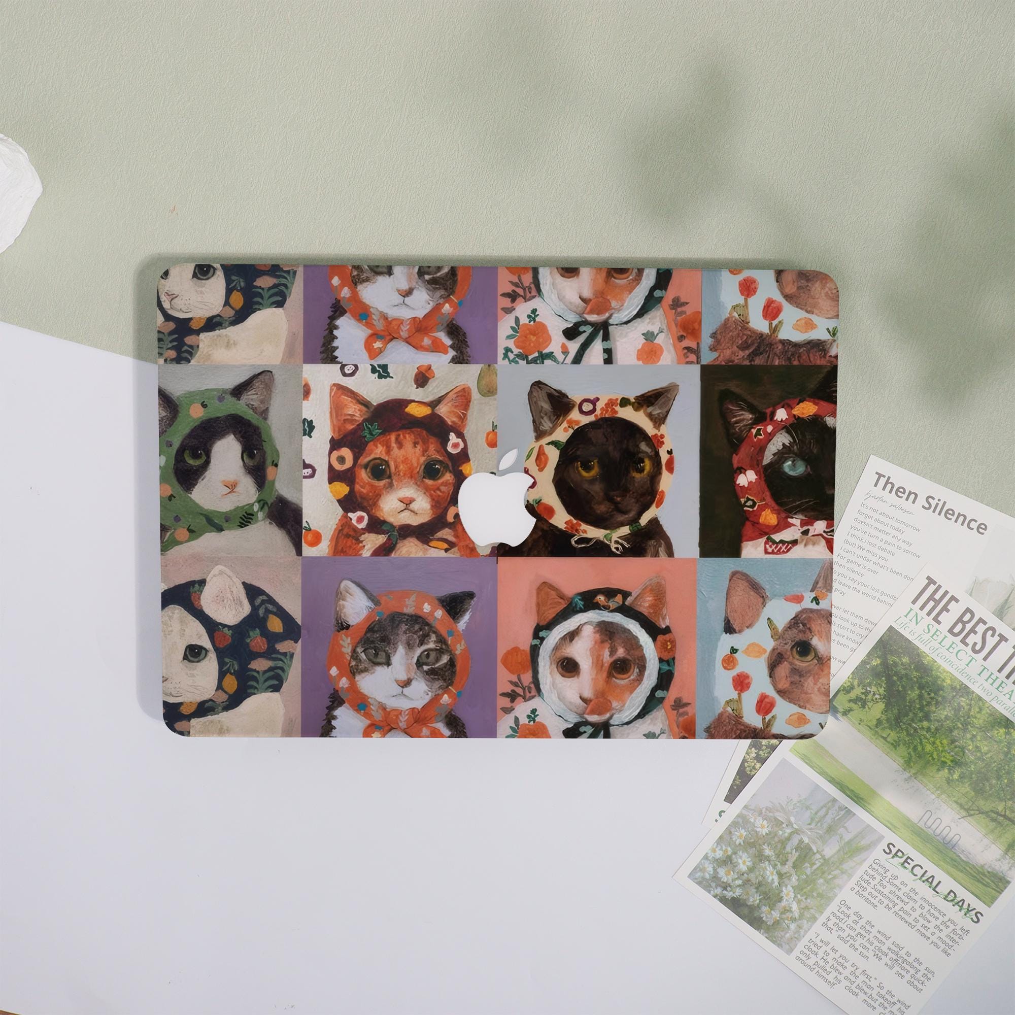 Cute Kerchief Cat Collage Macbook Air Case |Hard Laptop Case for Macbook Air 11/13/15 Pro 13/14/15/16 Cover |Laptop Sleeve,Gift for Friends