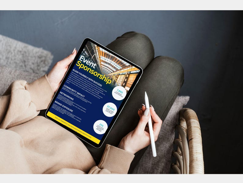 Digital display of a page of Non-profit event sponsorship package template photos