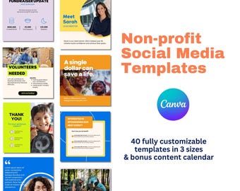 Plantillas para redes sociales sin fines de lucro: Publicaciones editables de Canva (descarga digital)