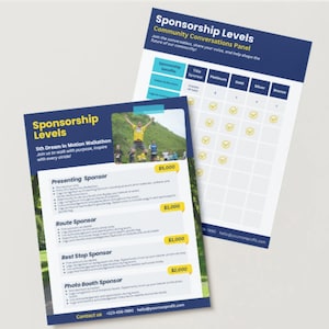 Printed pages of Non-profit event sponsorship package template photos