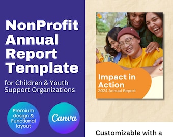 Modèle de rapport annuel d'une organisation caritative pour le bien-être de la jeunesse : modèle de toile modifiable (téléchargement numérique)