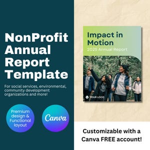 Annual Impact Report Template for Social Welfare & Community Charity and Nonprofit, Instant Digital Download, Printable, Editable in Canva