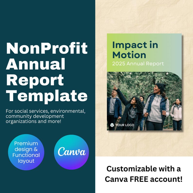 Nonprofit Annual Impact Report Template: Editable Canva Design (digital ...