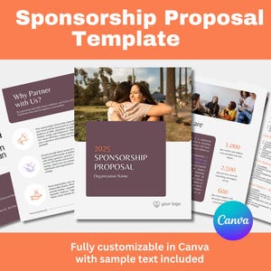 8-Page Event Sponsorship Proposal, sponsorship brochure, corporate sponsor, nonprofit template, fundraising event, Canva