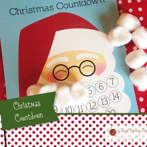 Instant Download Printable Santa&#39;s Beard Christmas Countdown Calendar Activity