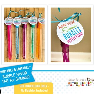 Instant Download PRINTABLE - EDITABLE - DIY - Bubble Favor Tags - "hope ...
