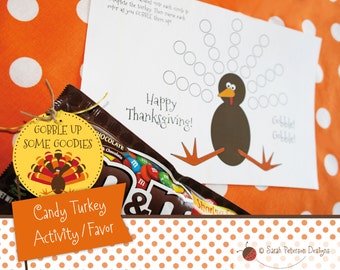 Instant Download Printable - Thanksgiving Candy Turkey Activity Favor