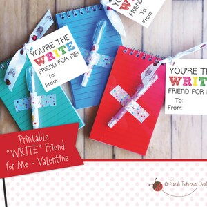DRUCKBAR - Du bist der SCHREIB-Freund für mich! - DIY Stift und Notizblock Valentinstagskarte - Sofort Download