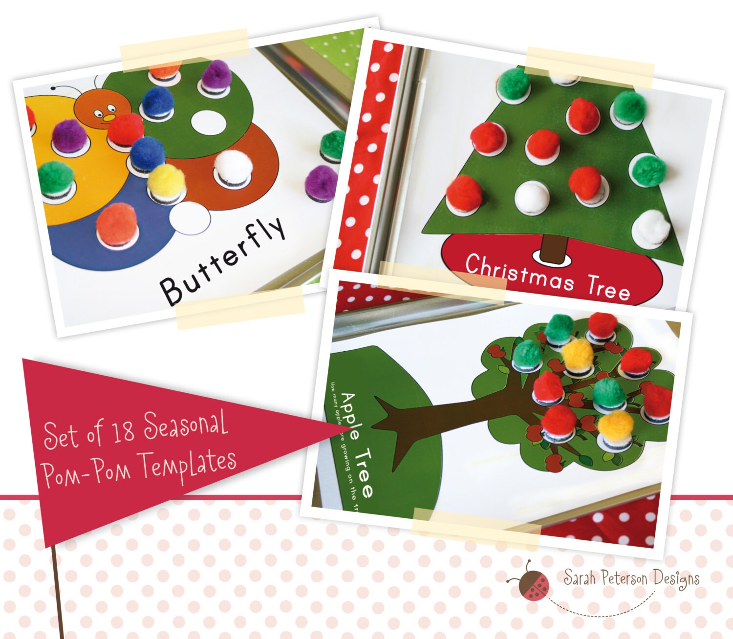 Instant Download Printable Set of 18 Pom Pom Templates for - Etsy