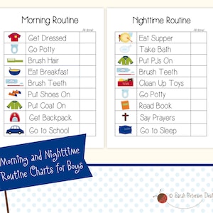 Instant Download Printable Morning and Nighttime Routine TO DO / CHORE Charts for Boys