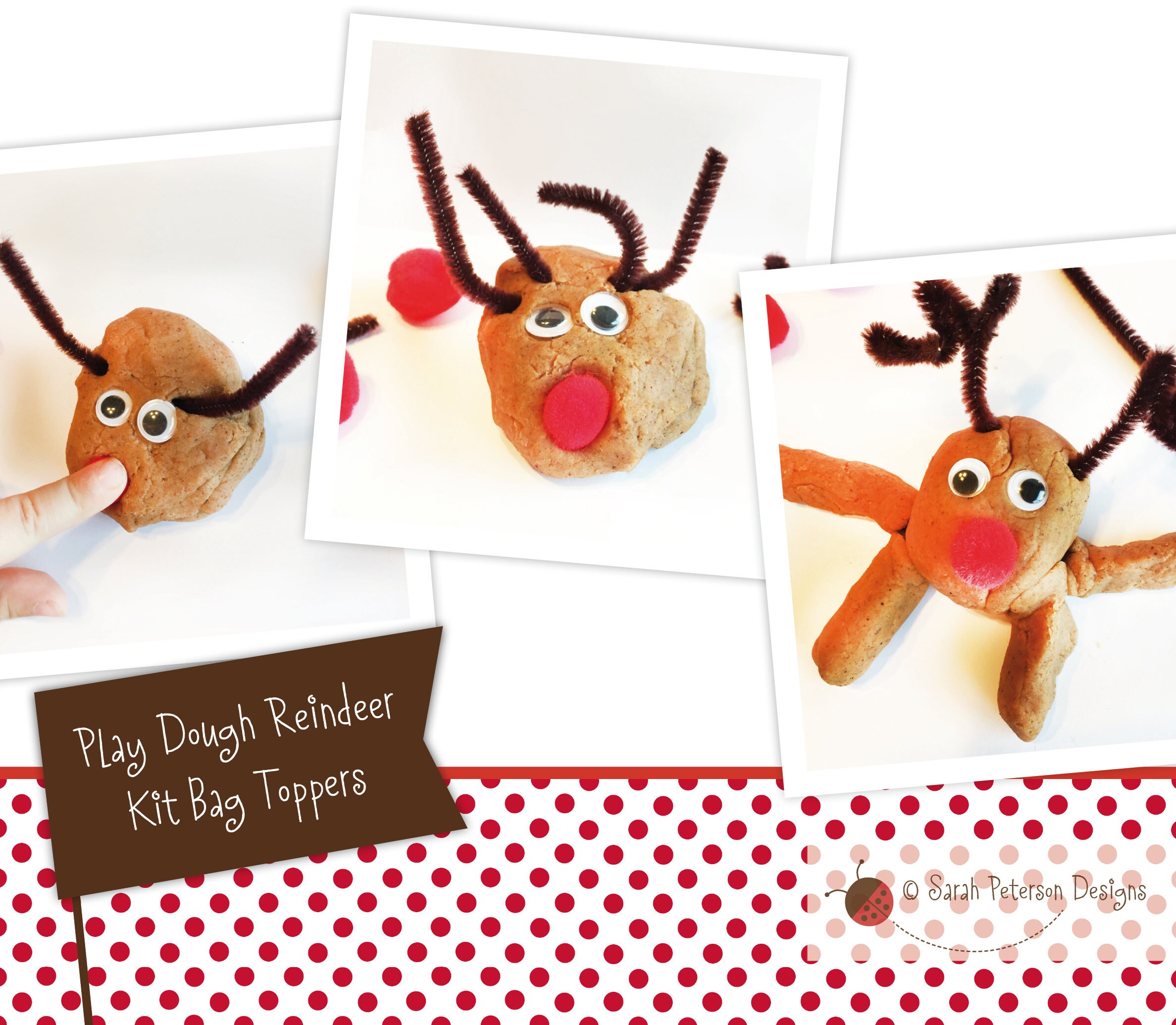Instant Download Printable - Play Dough Reindeer Kit Bag Toppers - Etsy