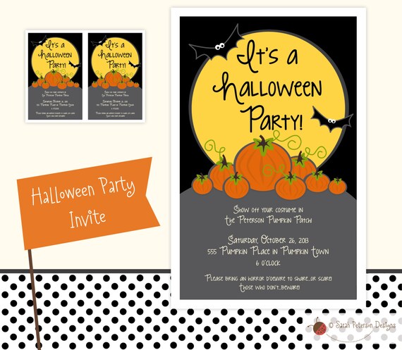 Items similar to Custom Halloween Pumpkin Patch Party Invitation ...
