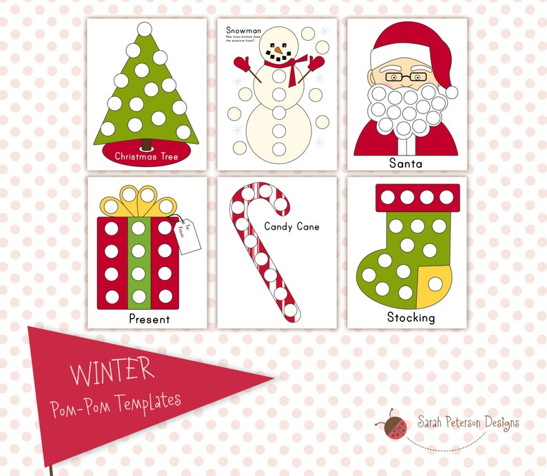 Instant Download Printable Set of 18 Pom Pom Templates for - Etsy