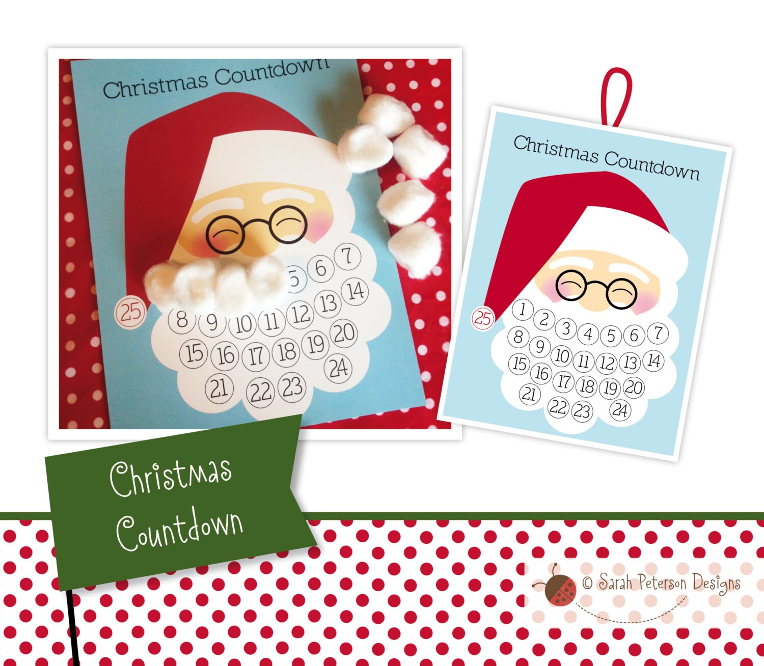 Instant Download Printable Santa's Beard Christmas Countdown Calendar ...
