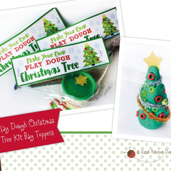 Instant Download PRINTABLE - Play Dough Christmas Tree Kit Bag Toppers - Instant Download