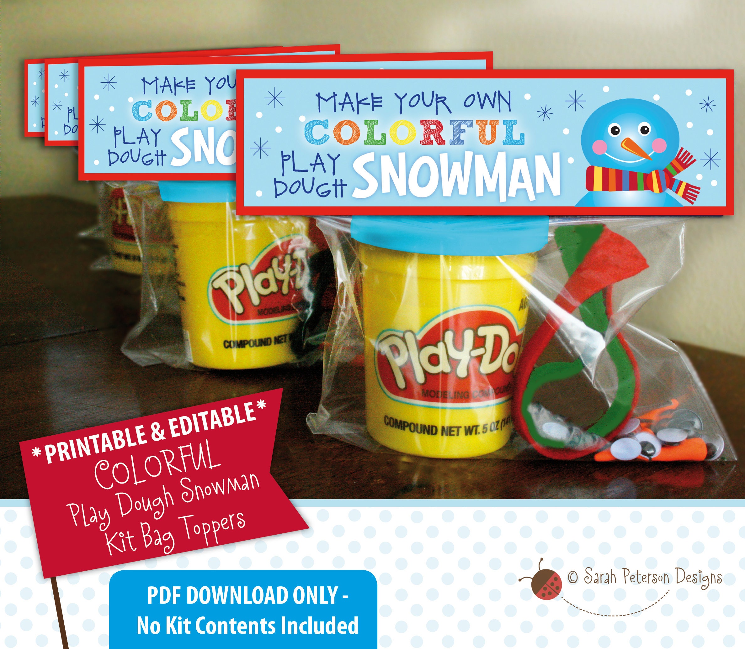 Printable Treat Topper for a Build Your Own Snowman Activity Kit – Kudzu  Monster