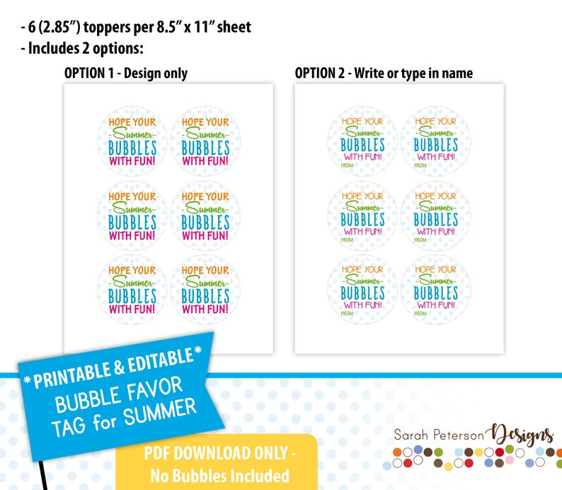 Instant Download PRINTABLE EDITABLE DIY Bubble Favor - Etsy