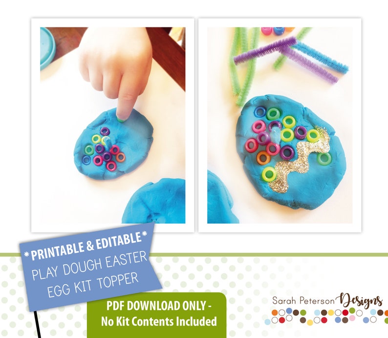 Instant Download PRINTABLE EDITABLE Make Your Own Play Dough Easter Egg Kit Bag Toppers Instant Download Printable image 2