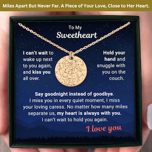 Langeafstandscadeau voor vrouw of vriendin, op maat gegraveerde sieraden, cadeau voor militaire vrouw/partner, verjaardagscadeau voor haar, jubileumcadeau
