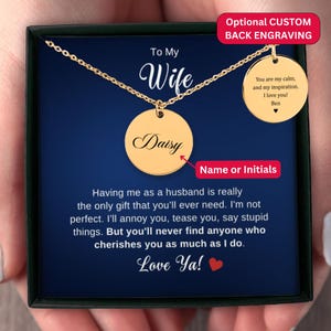 Personalized Engraved Name Pendant Necklace for Wife: Stainless Steel, Gold or Rose Gold