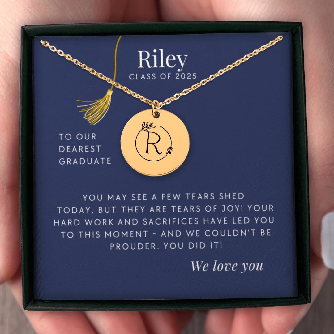 Graduation Initial Personalized Graduation Engraved Initial Pendant Necklace - Custom ...