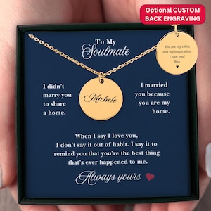 Personalized Engraved Pendant Necklace: Stainless Steel, Gold or Rose Gold - Gift for Wife